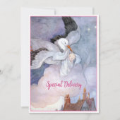 ヴィンテージ特別配送ストーク赤ちゃんシャワー 招待状 (正面)