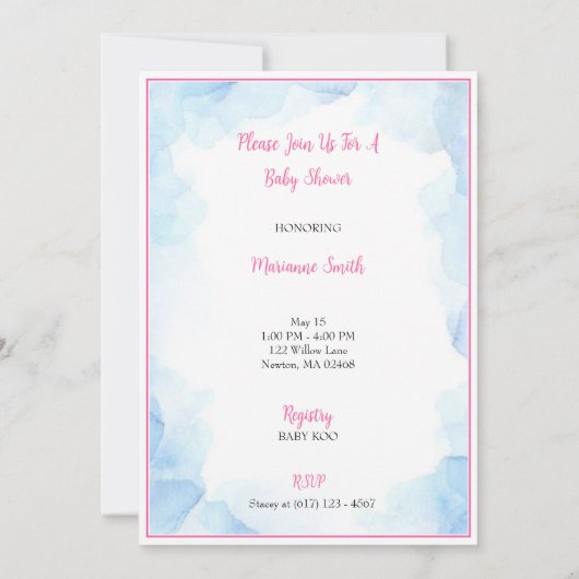 ヴィンテージ特別配送ストーク赤ちゃんシャワー 招待状 (裏面)