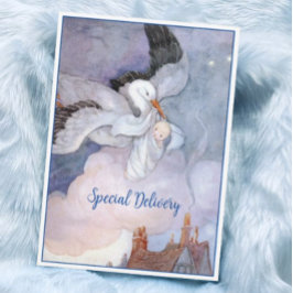 ヴィンテージ特別配送ストーク赤ちゃんシャワー 招待状