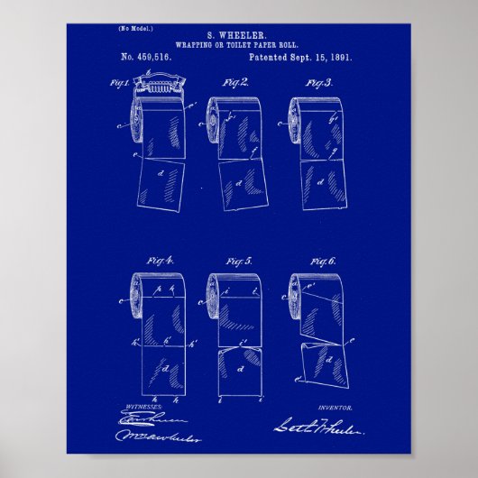 ヴィンテージ特許ウォールアート:トイレ紙, 1891 ポスター (正面)