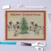 ヴィンテージ犬がクリスマスツリーを愛する 薄葉紙 (クラフト)