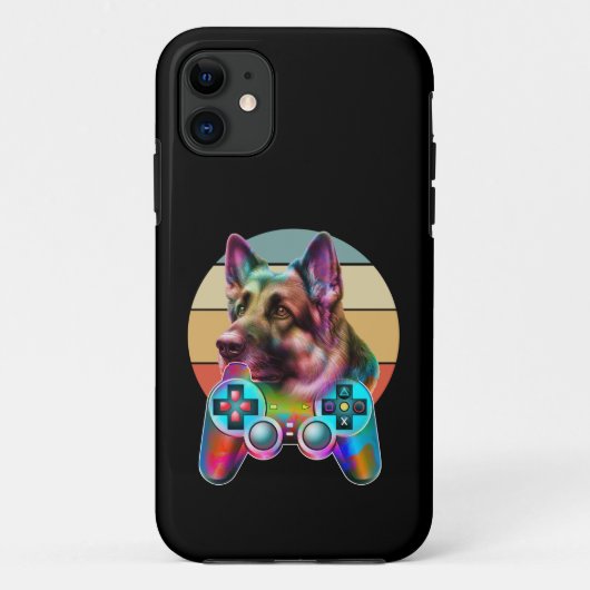 ヴィンテージ犬とゲーマーのコンソール Case-Mate iPhoneケース (裏面)