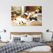 ヴィンテージ犬ねこ子猫アヒル キャンバスプリント (インサイチュ (寝室))