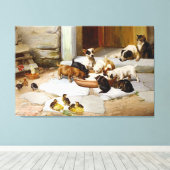 ヴィンテージ犬ねこ子猫アヒル キャンバスプリント (インサイチュ (ウッドフロア))