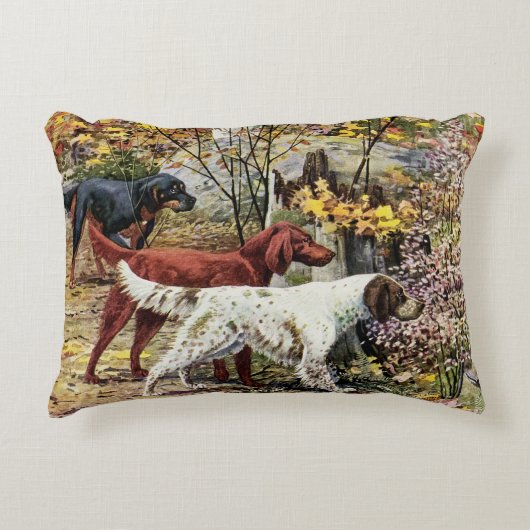ヴィンテージ犬のセッターのトリオ アクセントクッション (正面)