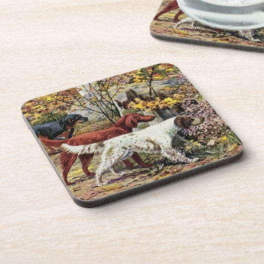 ヴィンテージ犬のセッターのトリオ コースター (左側)