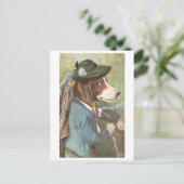 ヴィンテージ犬のハイキング服はがき ポストカード (スタンド正面)