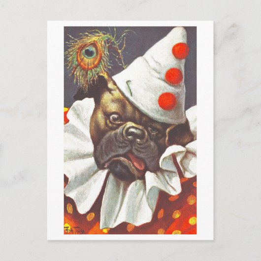 ヴィンテージ犬のピエロはがき ポストカード (正面)
