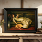 ヴィンテージ犬のプリント本画壁アート付き女性 ポスター