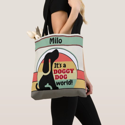 ヴィンテージ犬のペット名 トートバッグ (クローズアップ)