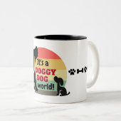 ヴィンテージ犬の世界の子犬 ツートーンマグカップ (正面右)