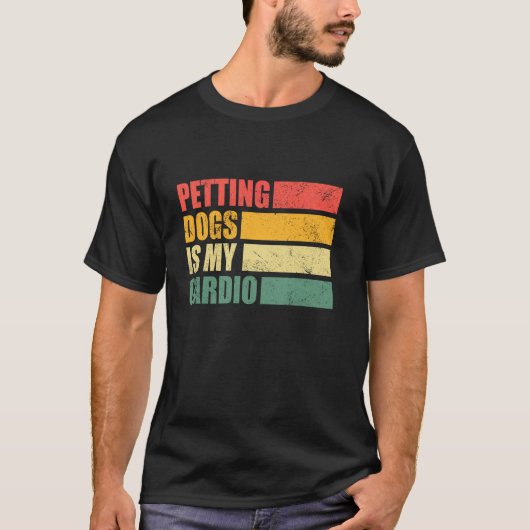 ヴィンテージ犬の愛犬のペッティング犬は私のカーディオ犬Ow Tシャツ (正面)