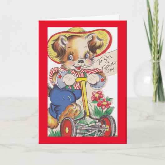 ヴィンテージ犬の草刈り用芝生 カード (正面)