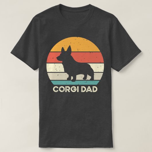 ヴィンテージ犬の親ティーズ愛らしいコーギパパGraphi Tシャツ (デザイン正面)