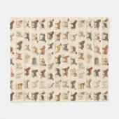 ヴィンテージ犬の飼育スケッチ パターン（の模様が）ある フリースブランケット (正面(横))