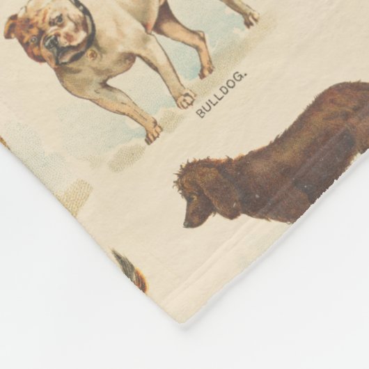 ヴィンテージ犬の飼育スケッチ パターン（の模様が）ある フリースブランケット (角)