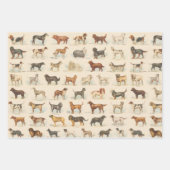 ヴィンテージ犬の飼育スケッチ パターン（の模様が）ある ラッピングペーパーシート (正面3)