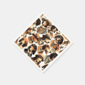 ヴィンテージ犬シームレス スタンダードカクテルナプキン (角)