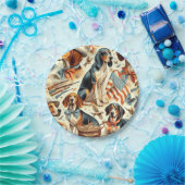 ヴィンテージ犬シームレス ペーパープレート (パーティー)