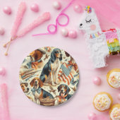 ヴィンテージ犬シームレス ペーパープレート (パーティー)