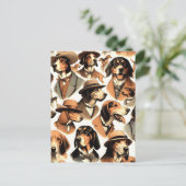 ヴィンテージ犬シームレス ポストカード (スタンド正面)