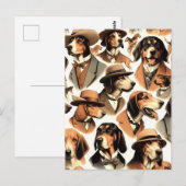 ヴィンテージ犬シームレス ポストカード (正面/裏面)