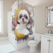 ヴィンテージ犬好きシーズー(犬)Tzu シャワーカーテン (インサイチュ)