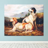 ヴィンテージ狩りドッグポートレート キャンバスプリント (インサイチュ (ウッドフロア))