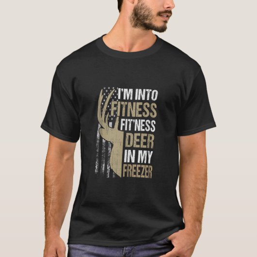 ヴィンテージ狩り米国国旗I mへのフィットネス鹿フリー Tシャツ (正面)