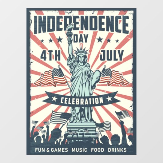 ヴィンテージ独立記念日ウィンドウの固定 ウィンドウサイン (シート)