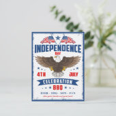 ヴィンテージ独立記念日7月4日招待状 ポストカード (スタンド正面)