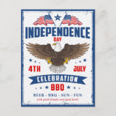 ヴィンテージ独立記念日7月4日招待状 ポストカード (正面)