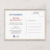 ヴィンテージ独立記念日7月4日BBQパーティー インビテーションポストカード (裏面)