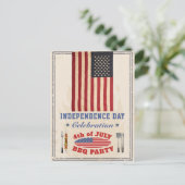 ヴィンテージ独立記念日7月4日BBQパーティー インビテーションポストカード (スタンド正面)