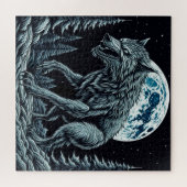 ヴィンテージ狼男が満月の夜に唸り ジグソーパズル (横)