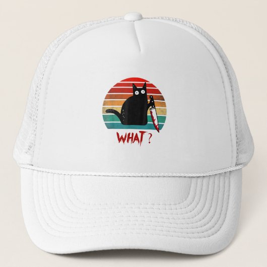 ヴィンテージ猫おもしろい何と黒猫の殺意 キャップ (正面)