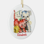 ヴィンテージ猫および犬のおもちゃのクリスマスのオーナメント セラミックオーナメント (右)