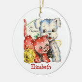 ヴィンテージ猫および犬のおもちゃのクリスマスのオーナメント セラミックオーナメント (左)