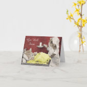 ヴィンテージ猫がすぐにグリーティングカード カード (黄色い花)