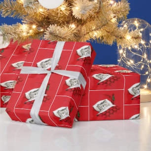 ヴィンテージ猫がクリスマスに寝る ラッピングペーパー