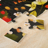 ヴィンテージ猫が咲き誇る庭の水色 ジグソーパズル (側面)