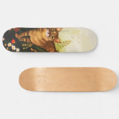 ヴィンテージ猫が咲き誇る庭の水色 スケートボード (横)