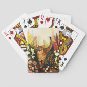 ヴィンテージ猫が咲き誇る庭の水色 トランプ (裏面)