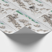 ヴィンテージ猫が家にユール（キリスト降誕祭）ログとソリ ラッピングペーパー (角)