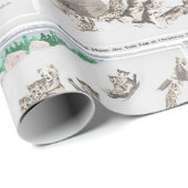 ヴィンテージ猫が家にユール（キリスト降誕祭）ログとソリ ラッピングペーパー (ロールコーナー)