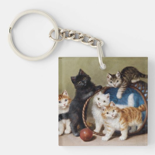 ヴィンテージ猫が赤いボールをソフィー・シュペリッヒを生み出す キーホルダー (正面)