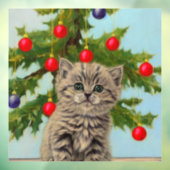 ヴィンテージ猫とクリスマスツリー ウィンドウサイン (シート3)