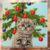 ヴィンテージ猫とクリスマスツリー ウィンドウサイン (シート2)