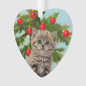 ヴィンテージ猫とクリスマスツリー オーナメント (正面)