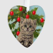 ヴィンテージ猫とクリスマスツリー オーナメント (正面)